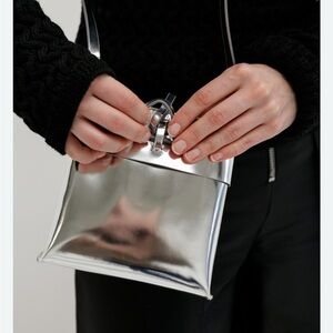 Women’s Nano Mini tie crossbody bag mirrored silver